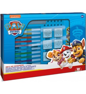 Комплект флумастери Multiprint Paw Patrol - 12 броя, с 7 печата