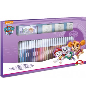 Комплект флумастери Multiprint Paw Patrol - 36 броя, с 3 печата