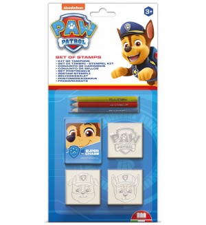 Комплект моливи Multiprint Paw Patrol - 3 броя, с 3 печата, син