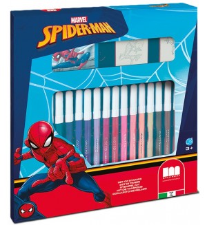 Комплект флумастери Multiprint Spider-Man - 18 броя, с 2 печата