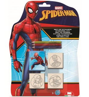 Комплект моливи Multiprint Spider-Man - 3 броя, с 3 печата