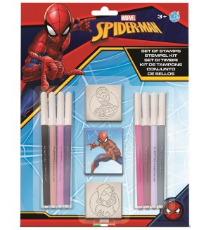 Комплект флумастери Multiprint Spider-Man - 8 броя, с 2 печата