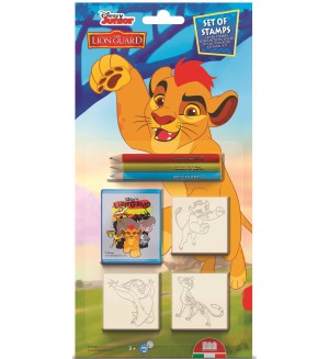 Комплект моливи Multiprint The Lion Guard - 3 броя, с 3 печата