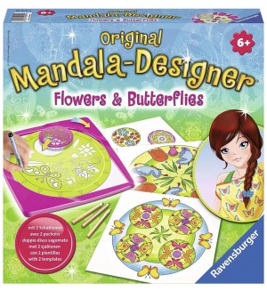 Творчески комплект Ravensburger - Мандала дизайнер, Цветя и Пеперуди