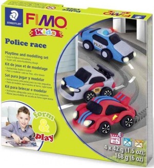 Творчески комплект Staedtler Fimo Kids - Направи си сам фигурки от глина, Police Race