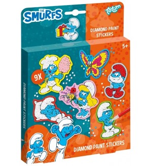 Творчески комплект Totum - Диамантени стикери, Смърфове, 9 броя