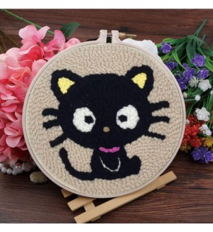 Творчески комплект за бродиране Ем Арт - Черно коте, 15 x 15 cm