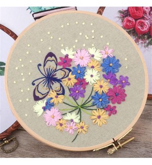 Творчески комплект за бродиране Ем Арт - Пъстри цветя, 25 x 25 cm