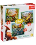 Пъзел Trefl 3 в 1 - Динозавърски свят