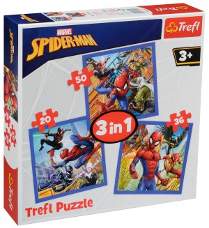 Пъзел Trefl 3 в 1 - Сила, Spider-Man