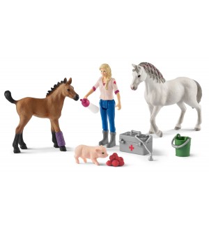 Комплект фигурки Schleich Farm Life - Ветеринар на визитация