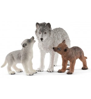 Комплект фигурки Schleich - Майка вълчица с малки