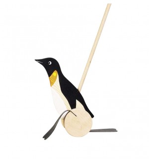 Дървена играчка за бутане Goki - Пингвин